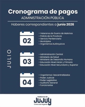 El jueves 2 de julio comienza el cronograma de pagos en Jujuy