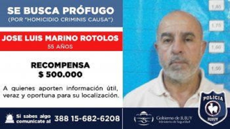 Ofrecen $500.000 de recompensa para dar con el prófugo Rótolos