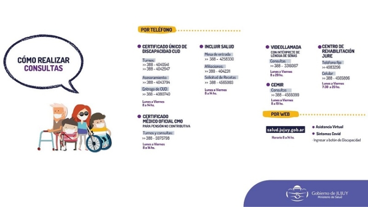 El sistema de salud reiter&oacute; los contactos disponibles para personas con discapacidad