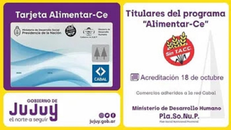 Acreditaci&oacute;n de octubre de la tarjeta AlimentarCe