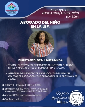 El colegio de abogados de Jujuy habilitará el registro de abogados y abogadas del niño