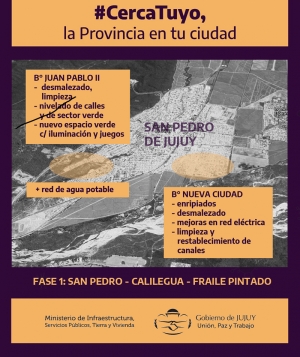 Plan #cercatuyo: red de agua potable, enripiados y nueva plaza en el Bº Juan Pablo II, de San Pedro
