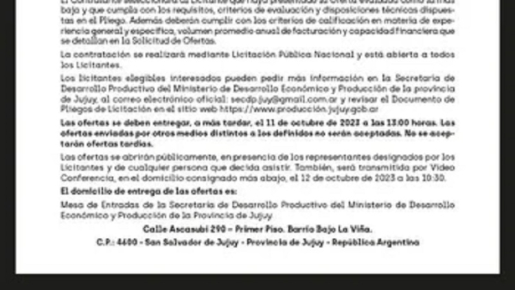 GIRSAR: prorroga para licitaci&oacute;n