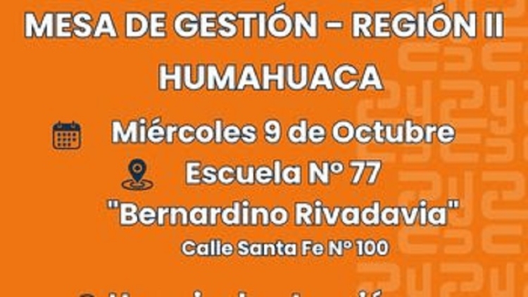 La Mesa de Gesti&oacute;n Educativa prestar&aacute; servicio en Humahuaca el 9 de octubre