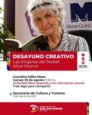 Desayuno Creativo: una invitaci&oacute;n a descubrir la obra de Alice Munro