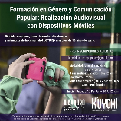 Formaci&oacute;n gratuita de Wayruro Comunicaci&oacute;n Popular: REALIZACI&Oacute;N AUDIOVISUAL con PERSPECTIVA DE G&Eacute;NERO
