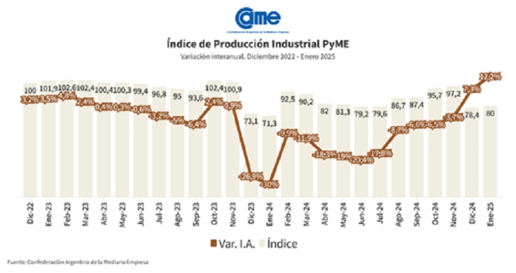 La industria pyme creci&oacute; 12,2% anual en enero
