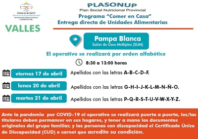 Inici&oacute; entrega de unidades alimentarias en Pampa Blanca