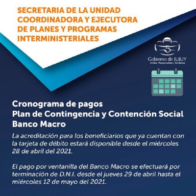 Plan de Contingencia: cronograma de pagos