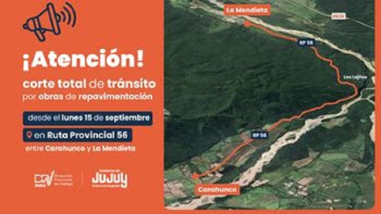 Repavimentaci&oacute;n de la RP 56: Cerrada la ruta entre Carahunco y La Mendieta por obras