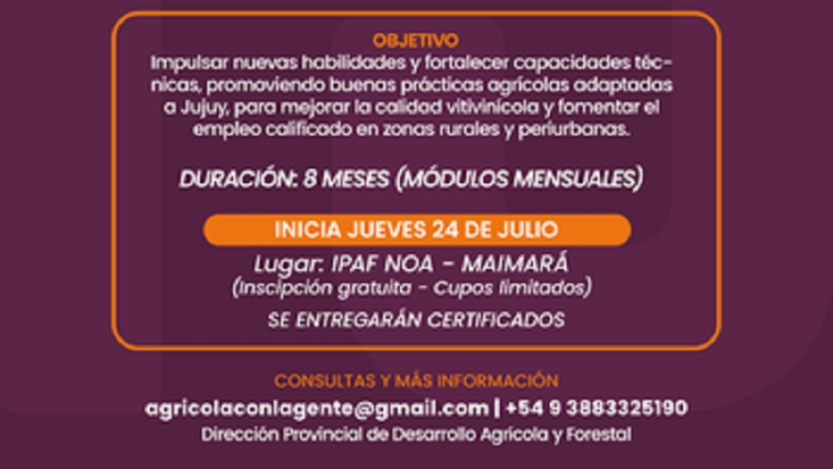 Jujuy lanza el Programa de Formaci&oacute;n de Operarios Vit&iacute;colas para impulsar el desarrollo del sector