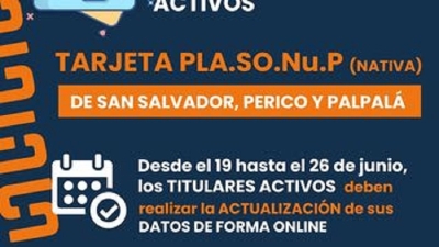 Tarjeta PLASONUP (Nativa): actualizaci&oacute;n de datos para titulares activos