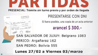 Ampl&iacute;an el horario de atenci&oacute;n del Registro Civil para expendio de partidas de nacimientos