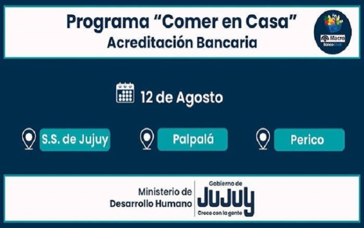 Desarrollo Humano acredit&oacute; los fondos del programa "Comer en Casa"