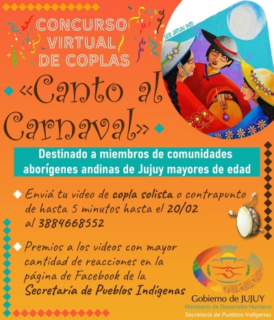 Lanzan concurso virtual de Coplas "Canto al Carnaval" para Comunidades Abor&iacute;genes