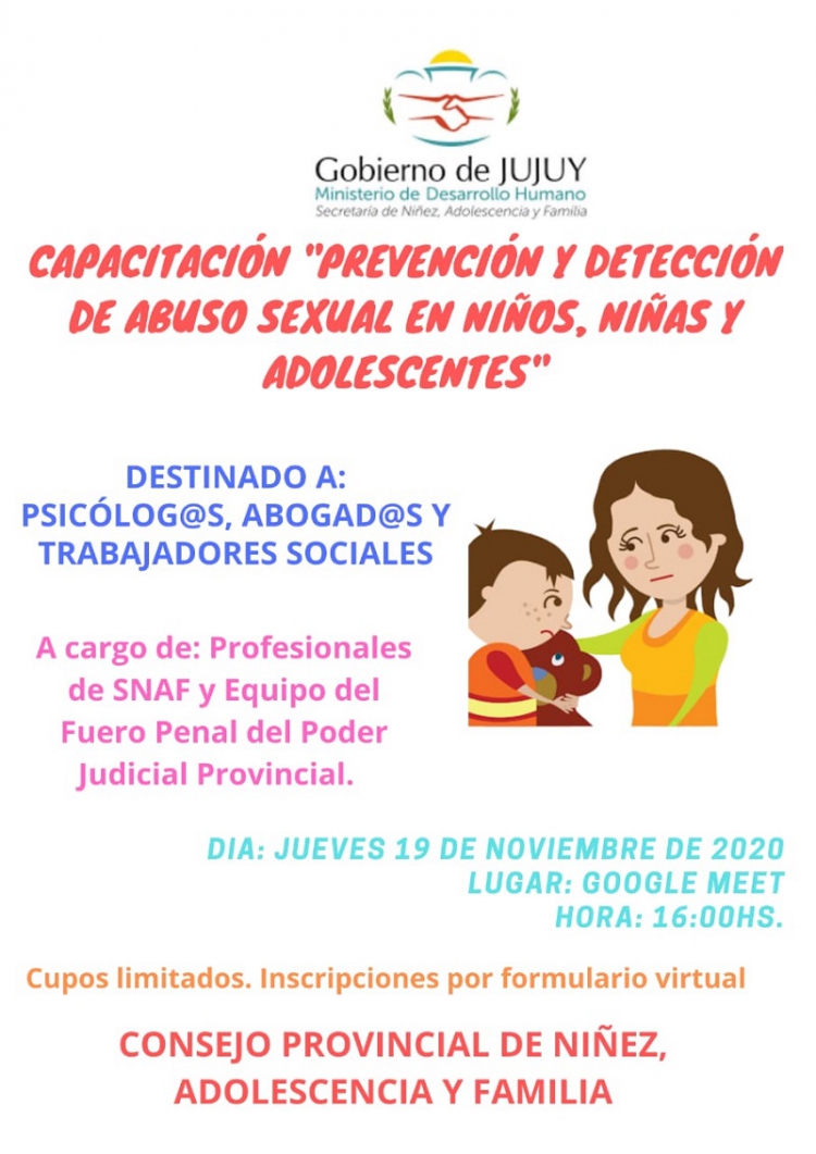 Capacitaci&oacute;n: &ldquo;prevenci&oacute;n y detecci&oacute;n de abuso sexual en ni&ntilde;os, ni&ntilde;as y adolescentes