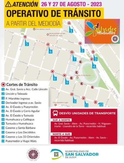 Disposiciones para el tr&aacute;nsito por los &ldquo;S&aacute;bados Estudiantiles&rdquo;