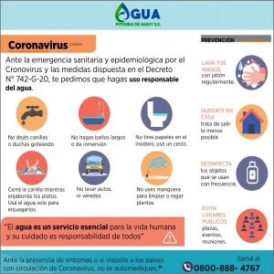 Cuidado del agua durante el &ldquo;aislamiento social, preventivo y obligatorio&rdquo;
