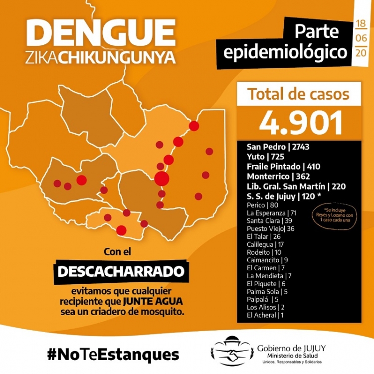 Son 4901 los casos de dengue en Jujuy