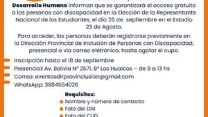 Acceso gratuito para personas con discapacidad en la elecci&oacute;n de la Representante Nacional de los Estudiantes
