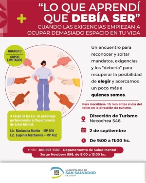 Invitan al taller &ldquo;Lo que aprend&iacute; que deb&iacute;a ser&rdquo; para reflexionar sobre exigencias y mandatos