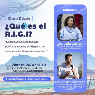 Los diputados Leila Chaher y Emiliano Estrada disertar&aacute;n sobre el RIGI y la Ley Bases