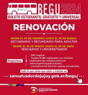 El mi&eacute;rcoles 20 de marzo iniciar&aacute; la inscripci&oacute;n del BEGU para estudiantes del nivel terciario y universitario