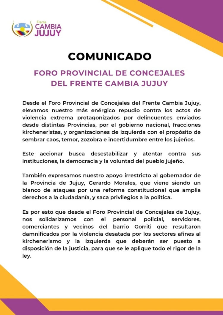 Los concejales de Jujuy defienden la democracia, las instituciones y la autonom&iacute;a provincial