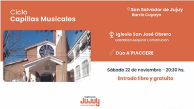 El Ciclo Capillas Musicales lleva el D&uacute;o A'Piaccere al barrio Cuyaya