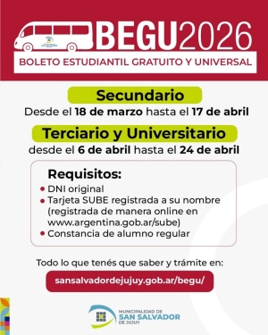BEGU 2026: inicia la inscripci&oacute;n para estudiantes de nivel terciario y universitario