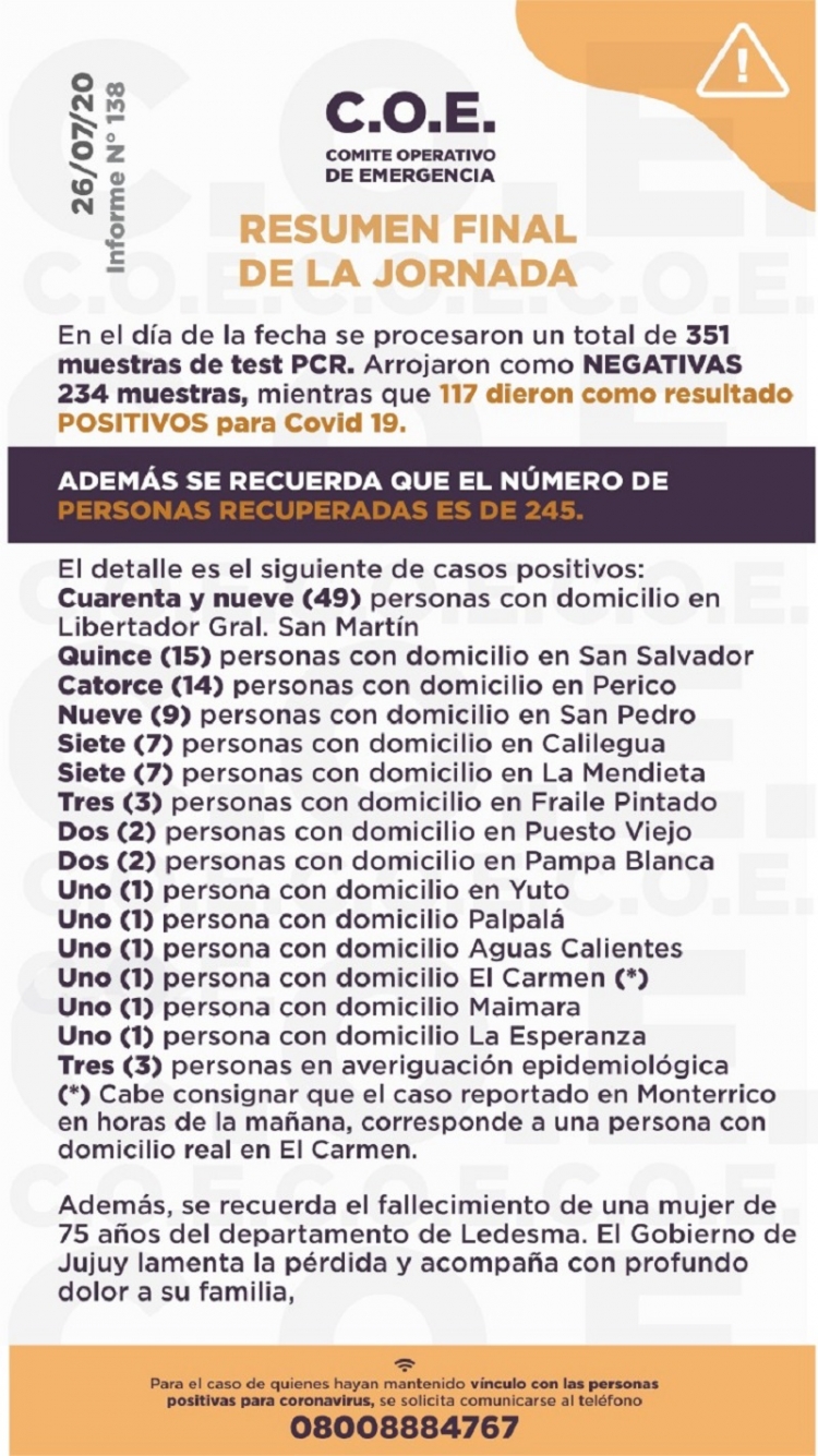 INFORME COE N&deg; 138