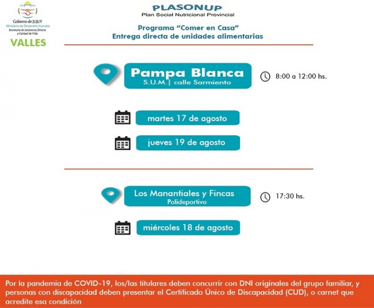 Comer en Casa: comenz&oacute; la entrega de unidades alimentarias en Pampa Blanca