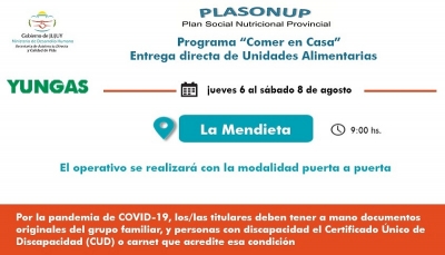 Entrega de unidades alimentarias en La Mendieta