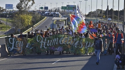 Ambientalistas cortaron el puente Rosario-Victoria por los nuevos incendios en los humedales
