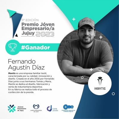 Fernando Agustin D&iacute;az creador de la empresa textil juje&ntilde;a Mantis, es el Joven Empresario del A&ntilde;o