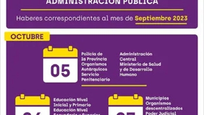 El jueves 5 de octubre inicia el cronograma de pagos para los agentes de las reparticiones p&uacute;blicas