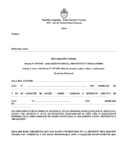 Informaci&oacute;n sobre medidas para el traslado de ni&ntilde;os, ni&ntilde;as y adolescentes