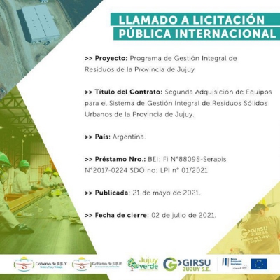 Adquisici&oacute;n de equipos y camiones de recolecci&oacute;n de residuos