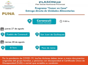 Entregar&aacute;n Unidades Alimentarias en Coranzul&iacute;