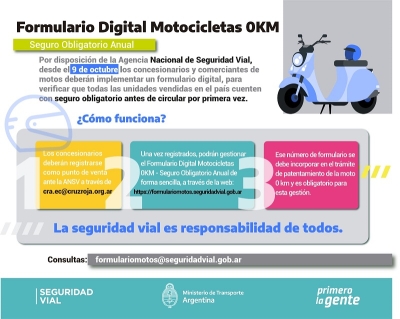 Todas las motos que se vendan en el pa&iacute;s no podr&aacute;n salir a la calle sin el seguro obligatorio contratado