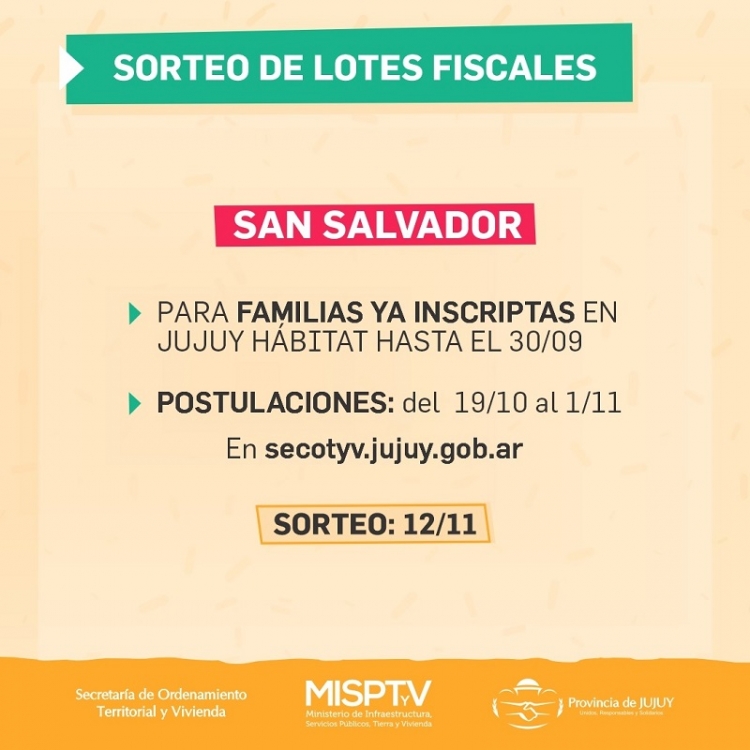Nuevo sorteo de lotes para familias de capital