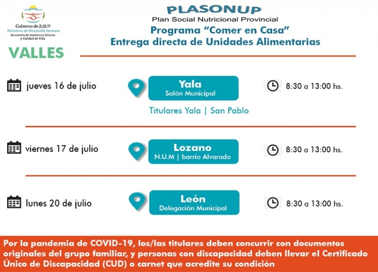Desde el jueves 16 de julio entregar&aacute;n unidades alimentarias en Yala, Lozano y Le&oacute;n