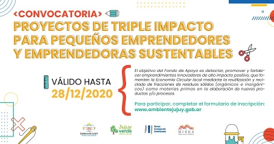 El Ministerio de Ambiente convoca a emprendimientos sustentables