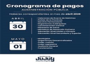 Los salarios se acreditar&aacute;n jueves 30 de abril y viernes 1 de mayo en Jujuy