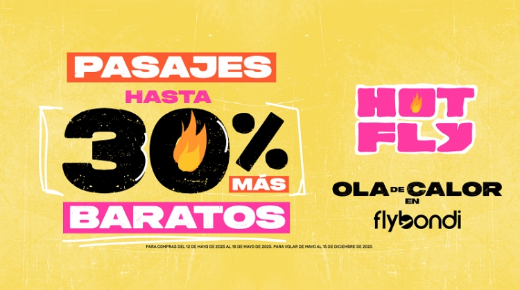HotFly de Flybondi: descuentos de hasta un 30% en vuelos por Argentina y Brasil