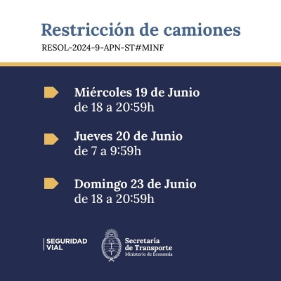 Fin de semana xxl con restricci&oacute;n de camiones en rutas nacionales