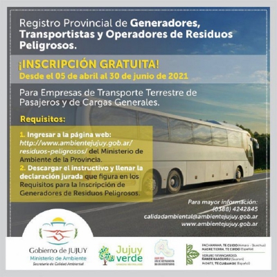 Inscripci&oacute;n en el Registro Provincial de Generadores, Transportistas y Operadores de Residuos Peligrosos