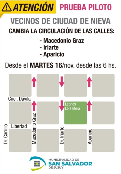 Cambio de circulaci&oacute;n en 3 calles del Barrio Ciudad de Nieva