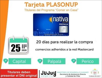 Acreditaci&oacute;n tarjeta Plasonup para titulares de Capital, Palpal&aacute; y Perico