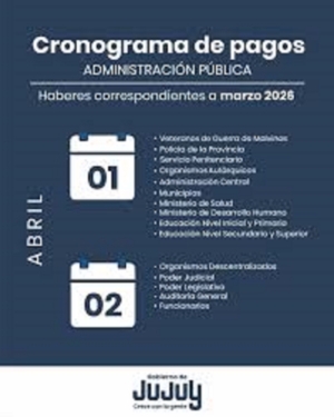 Los salarios de los trabajadores estatales se acreditar&aacute;n los d&iacute;as 1 y 2 de abril en Jujuy